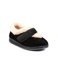 Sabrina ladies extra-wide, touch fastening slipper, low cut front for high instep